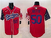 Men's Los Angeles Dodgers #50 Mookie Betts Red Limited Stitched Jersey,baseball caps,new era cap wholesale,wholesale hats